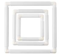 3Pcs White Square Embroidery Hoop Frames for Cross Stitch, Universal Adjustable Plastic Clip Lightweight Easy Carry for DIY Art Craft Cross Stitching Sewing, Tapestry (White)