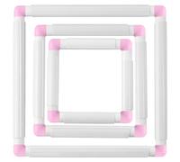 3Pcs White Square Embroidery Hoop Frames for Cross Stitch, Universal Adjustable Plastic Clip Lightweight Easy Carry for DIY Art Craft Cross Stitching Sewing, Tapestry (Light Purple)