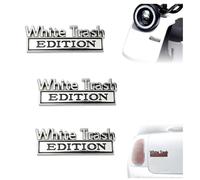 3Pcs White Trash Edition Metal Car Emblem, 3D Metal Badge Cars Stickers Bumper Decals, Waterproof Nameplate Sticker for Auto Truck SUV Motorcycle Accessories (style A)