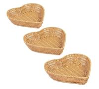 3pcs Wicker Food Storage Basket Multipurpose Simulated Rattan Treat Basket for Snacks and Table Top Arrangement Handmade Table Decors
