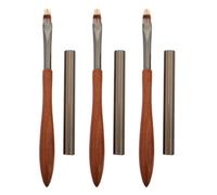 3pcs Wide Head Nail Art Pen with Flat Brush and Wooden Handle | Nylon Bristles, Brown Wood Finish, Precise Control for Acrylic Liquids, Salon Use and Home
