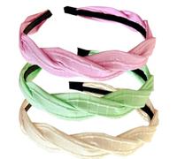 3Pcs Wide Headband French Bow Knot Hair Hoop Fabric Non-Slip Headwear Elastic Twist Hair Accessories Alice Hair Bands for Women (Pink13E)