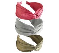 3Pcs Wide Headband French Bow Knot Hair Hoop Fabric Non-Slip Headwear Elastic Twist Hair Accessories Alice Hair Bands for Women Uk (AddPink)