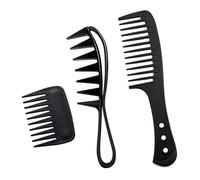 3Pcs Wide Tooth Comb for Curls, Large Teeth Hairstyle Barber Comb for Different Hair Types (Black)
