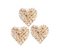 3pcs Willow Woven Heart Hanging Ornaments 20cm Beige | Bar Pendant Decor, Photo Shoot Props, Festival Accent for Home Display