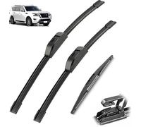 3Pcs Wiper Blades Set, Front & Rear Windshield Replacement, Easy Installs | for Nissan Patrol Y62 2010-2023, Windscreen Brushes, All-Weather