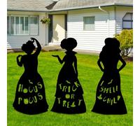 3Pcs Witch Silhouette Yard Signs Hocus Pocus Halloween Decorations Halloween Yard Decoration Sign with H-Stakes for Yard Lawn Garden Outdoor Decor