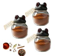 3pcs Witchy Frog Apothecary Spices Jars - Gothic Food Storage Containers With Frog Lids, UniqueWitch Spices Jars, SpiceContainer SpellJars, Kitchen Storage ForSpices, Tea, Salts, Fun Home Decor