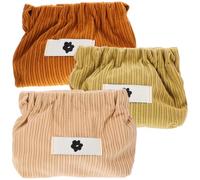 3pcs Women Corduroy Cosmetics Pouch Snap Closure, Organizer | Flannelette Finish, Reusable for Coins and Lipstick, Weekends or Leisure Walking, Three-piece Set Random Logo