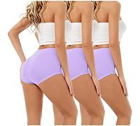 3PCs Women High Waist Tummy Control Panties Underwear Shapewear Brief Panties Ladies Full Brief Soft Knickers Undies Maxi Briefs Assorted Colors Sport Underpants Purple