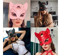 3PCS Women Leather Cat Mask Sexy Half Face Eyemask Cosplay Costume Props