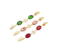 3pcs Women Sweater Clip Crystal Cardigan Buckle Jewellery Accessory | Set in Red, Green and Rose Pink, Elegant Vintage Fashion Detail for Ladies