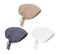 3PCS Women Under Scarf Hats, Hijab Undercap Inner Beanie Turban Hat with Tie Back Closure Solid Color Underscarf Bonnet Cap Head Wraps Chemo Headwear Sleep Cap