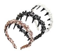 3Pcs Women Wide Head bands Non Slip Plastic Tooth Hair Comb Headband Headbands for Women's Hair Alice Hair Bands for Women Uk