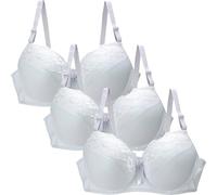 3Pcs Women's Lace Push Up Bras, Floral Lace Non Padded Full Coverage Minimizer Bra Everyday Bras Push Up Underwear Support Comfortable Bralette Lounge Lingerie Breathable with Adjustable Straps