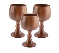 3pcs Wood Cup, Wood Wine Goblet Vintage Hand-Made Retro Wooden Beer Mug Wooden Coffee Mug Tea Cup for Drink Coffee, Beer, Whiskey, Milk, Cocktail, 5.07oz/150ml
