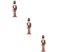3pcs Wood Nutcracker Soldier Ornament Christmas Season Party Display | Hand Painted Wood Puppet, Classic Bright Colorful Finish, for Photo Shoots, Tree Area, Store Window Displays