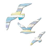 3Pcs Wood Seagull Beach Wall Decor, Wall Art for Bathroom, Wall Art Stickers, Beach Decor, Beachs Seagull Ocean Decorations for Home Bedroom Living Room
