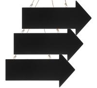 3pcs Wooden Arrow Sign Board, Double Sided Hanging Chalkboard 28.5x15x1cm | Rustic Black Finish, Writable Surface, Jute Rope, for Weddings, Shop Windows, Restaurants and Walls
