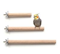 3Pcs Wooden Bird Perch - Natural Parrot Perches Stand with 3 Different Widths (3.9, 5.9, 7.9in), Climbing Branch Rods for Cockatiels, Parakeets, Budgies, Cage Accessories & Toys