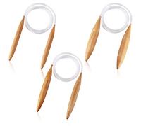 3pcs Wooden Circular Knitting Needles Interchangeable Knitting Needles Set 47inch Long Large Size Magic Loop Knitting Needle & Crochet Supplies for Weaving Lovers (0.6/0.8/1 Inch)