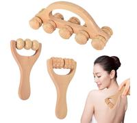 3Pcs Wooden Hand Massage Rollers, Massage Roller Stick Wooden, Self Massage Roller Tool, Cellulite Massager Roller, Muscle Massage Tool, for Relaxes Thigh, Leg, Hands, Full Body