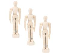 3pcs Wooden Jointed Manikin for Artists 4.5 Inch with Stand