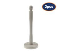 3Pcs Wooden Kitchen Roll Paper Tissue Towel Holder Pole Freestanding Stand Grey