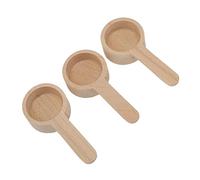 3pcs Wooden Measuring Spoon, Short Handle High Precision Scoop for Tea Seasoning Coffee Grounds and DIY Face Mask, Beechwood Tablespoon with Grain