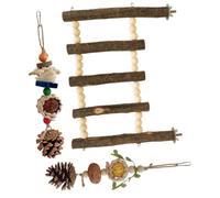 3pcs Wooden Parrot Climbing Stand Ladder Hanging Chew for Cockatiel | Birdcage Decoration, Natural Texture for Chewing, Reusable Design, Suitable for Lovebirds and Indoor Habitat