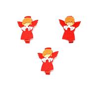 Shatchi 3pcs Wooden Peg Mini Cute Angle Design Clips Colourful Christmas Decorations, Multi Shatchi Multicolor