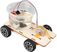 3pcs Wooden Salt Water Powered Car Model DIY Assembly Hydrodynamic Vehicle STEM Educational Kit Physics Kinetic Energy Experiment Creative Student Science Teaching Craft Supplies