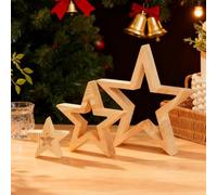 3PCS Wooden Star Table Centerpiece Sign for Crafts,Rustic Wood Tabletop Star Sign Decor,Farmhouse Wooden Xmas Centerpiece for Tiered Tray Bookshelf Mantle Decoration Supplies