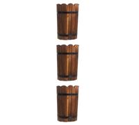 3pcs Wooden Succulent Planter Bucket for Balcony Vegetable Gardening