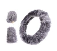 3pcs Wool Steering Wheel Cover Set, Fluffy Grip Protector for Drivers | Anti-slip Comfort, Warm Hands in Cold Weather, Luxurious Stylish Finish, Three-piece Car Interior Set