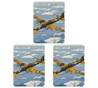 3PCS World War 2 Aircraft Car Air Freshener Hanging Scented Cards Cute Gray Car Fresheners Long Lasting New Cars Scents for Women Men Natural Air Freshener with Lanyard Automotive Freshie