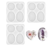 3pcs Worry Stone Resin Silicone Molds, Thumb Worry Stone Resin Molds with 4 Shaped Cavity Epoxy Casting Mould Suitable for Flower Preservation Meditation Calming Down Emotion Management