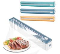 3Pcs Wrap Dispenser,Plastic Cling Film Dispenser with Cutter,2 in 1 Magnetic Clingfilm Dispenser,35 CM Refillable Clingfilm Aluminum Tin Foil Dispenser and Cutter Wall-mounted for Home and Kitchen