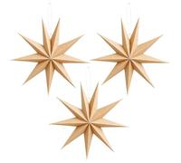 3Pcs Yellow 9 Pointed Paper Star Lanterns, Pretty Christmas Decorations Hanging Stars, 30cm 3D Hanging Paper Stars, Papers Star Lantern for Christmas Wedding Birthday Holiday Party Home Decor