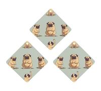 3PCS Yoga Pug Car Air Freshener Hanging Scented Cards Cute Black Car Fresheners Long Lasting New Cars Scents for Women Men Natural Air Freshener with Lanyard Automotive Freshies