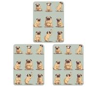 3PCS Yoga Pug Car Air Freshener Hanging Scented Cards Cute Black Car Fresheners Long Lasting New Cars Scents for Women Men Natural Air Freshener with Lanyard Automotive Freshies