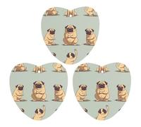 3PCS Yoga Pug Car Air Freshener Hanging Scented Cards Cute Black Car Fresheners Long Lasting New Cars Scents for Women Men Natural Air Freshener with Lanyard Automotive Freshies