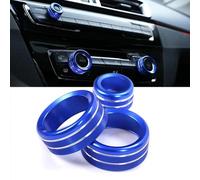 3PCS Youzzei BMW Car Air Conditioning Knobs, Aluminum Alloy Car Air Conditioning Audio Volume Knob Ring Trim Cover for BMW 1 2 3 4 Series F30 F34 F46 GT X1 F48 13-17(Blue)