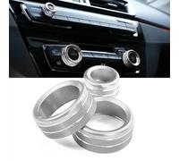 3PCS Youzzei BMW Car Air Conditioning Knobs, Aluminum Alloy Car Air Conditioning Audio Volume Knob Ring Trim Cover for BMW 1 2 3 4 Series F30 F34 F46 GT X1 F48 13-17(Silver)