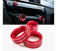 3PCS Youzzei BMW Car Air Conditioning Knobs Cover, Aluminum Alloy Car Air Conditioning Audio Volume Knob Ring Trim Cover for BMW 1 2 3 4 Series F30 F34 F46 GT X1 F48 13-17(Red)