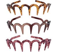 3Pcs Zig Zag Headband Tooth Headband, Wavy Hair Comb Headband Tooth Hair Comb Hard Headbands for Women Girls (A)