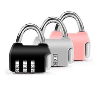 3pcs Zinc Alloy Travel Padlock Anti-Theft Backpack Small Reset Suitcase Schoolbag Lock Mini 3 Password Combination Gym Suitcases Locker, Luggage, Briefcases, Computer Bags Backpacks, Locker, Drawers