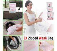 3pcs Zipped Laundry Washing Mesh Net Bra Sox Underwear Washing