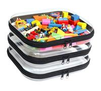 3PCS Zippered Transparent Cases for Snacks,Portable Waterproof Cosmetic Bag with Zipper,Clear Hard Shell Zipper Case for Cosmetic Storage, Putting Snacks, Pencil Case (3PCS-M-Black)