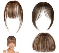 3pcsFringe Clip In Hair, Clip In Bangs with Face Framing Layers, Real Human Hair Extensions for Styling, Set of Three Hairpieces Measuring 15x10x2.5 Cm